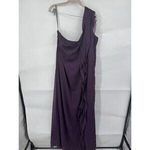 White Vera Wang Maxi Gown Dress Women 20 Purple Ruffle‎ Formal Wedding Guest